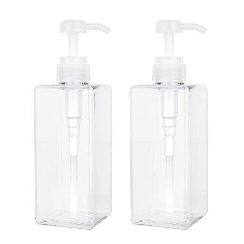 JiatuA 22oz (650ml) Clear Refillable Plastic Pump Dispenser 2 Pack