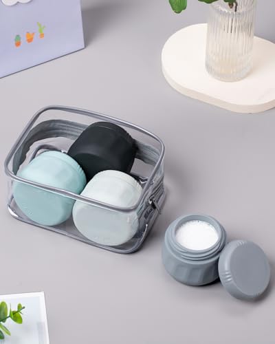 Mrsdry 3oz Travel Containers Set – TSA Approved Refillable Silicone Jars for Toiletries, Leak-Proof, 4 Pack, Black Gray