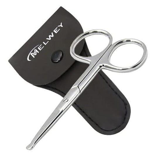 Rounded Stainless Steel Small Facial Hair Scissors, 3.7 Inches - Rounded Tip Scissors for Nose Hair, Mustache, Beard, Eyebrows, Eyelashes & Baby Nails