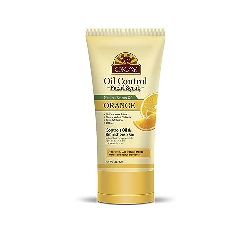 OKAY Oil Control Facial Scrub - Exfoliating Cleanser for Oily Skin, 6 Oz