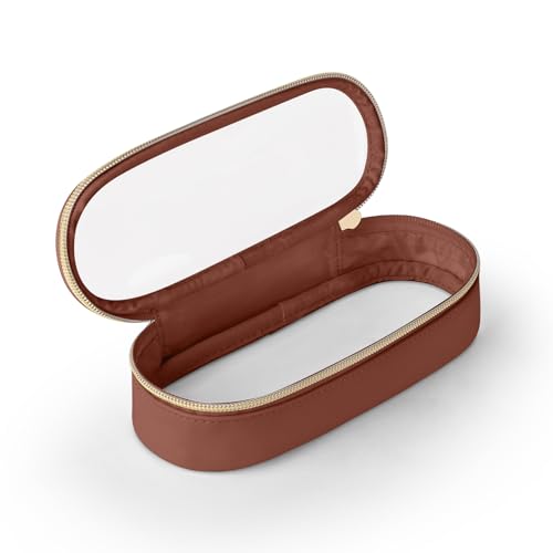 Soimeat Clear Travel Makeup Brush Holder, Waterproof Leather Cosmetic Case