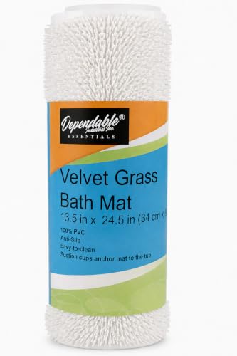 White Grass Textured Anti-Slip Bath Mat for Spa Comfort - 24.5" x 13.5"