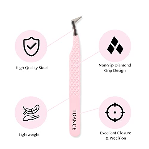 TDANCE Eyelash Extension Tweezers - Precision Stainless Steel Volume Boot Tweezer