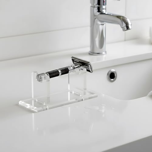 Acrylic Men's Razor Stand Holder, Dual Organizer for Grooming Supplies