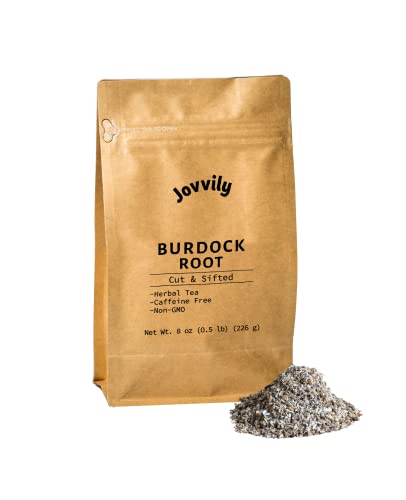 Jovvily Burdock Root Herbal Tea - 8oz Cut & Sifted, Caffeine Free