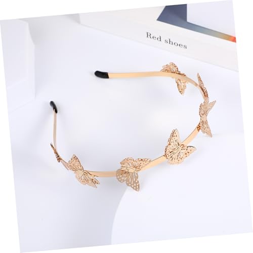 Beaupretty Butterfly Headband Tiara Gold - Vintage Bridal Hair Accessory