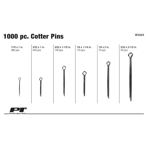 Performance Tool W5204 1000-Piece Cotter Pin Assortment Kit