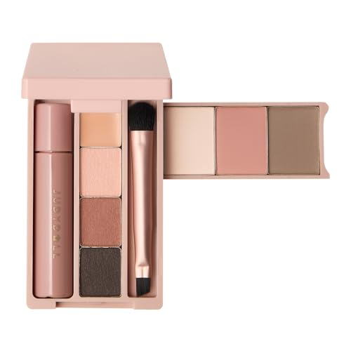 JUDYDOLL Portable Makeup Palette - All-in-One Face Makeup Kit, Contour & Highlighter for Warm & Cool Skin Tones, Travel-Friendly Cosmetic Palette (05 Sleepless Box (with Liquid Lipstick))
