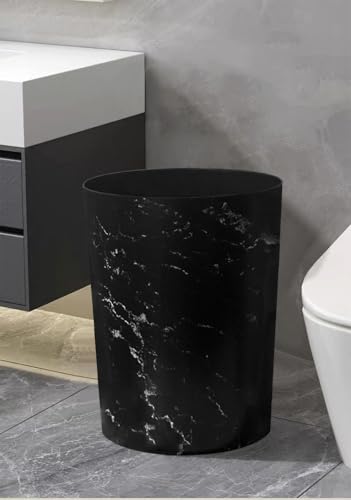 Feisco 2 Gallon Marble Trash Can - Stylish Wastebasket for Bathroom, Office, Bedroom (2 Pack)