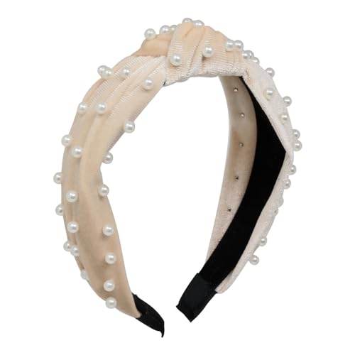 Yueton Women Faux Pearl Velvet Headband 1 Pack Elegant Hair Accessory