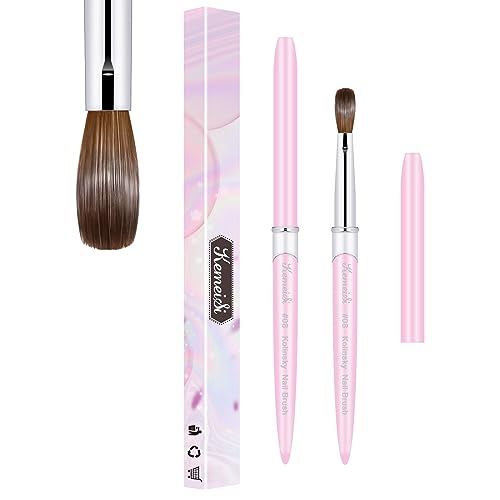 KEMEISI Pink Acrylic Nail Brush #08 - Kolinsky Hair, Oval Shape for Professional Manicure & DIY Nail Art