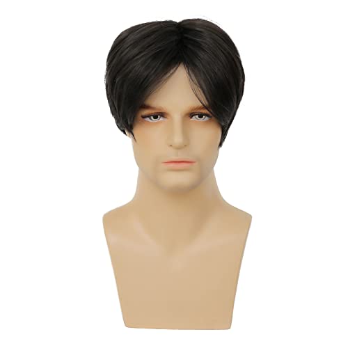 Short Black Wig for Men - Natural Look, Heat Resistant, Adjustable Cap