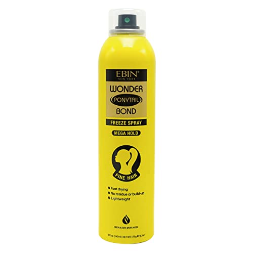 EBIN NEW YORK Wonder Ponytail Bond Freeze Spray - Extra Mega Hold for Fine Hair, 8oz
