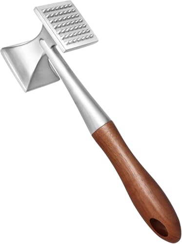 Heavy Duty Meat Hammer with Wooden Handle - 2-in-1 Tenderizer