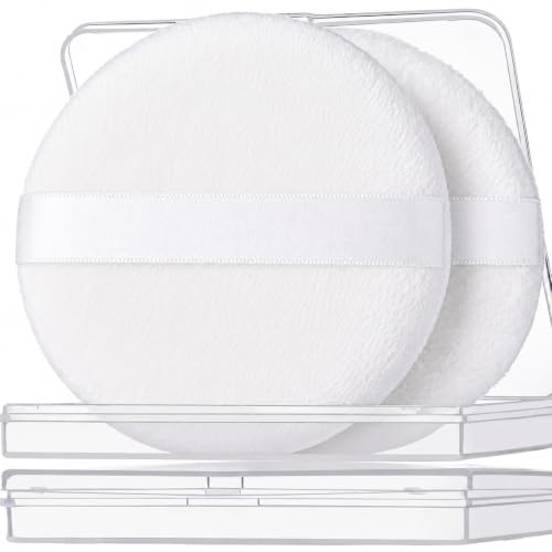 Japuff Powder Puff 2 Pack with Travel Case - Soft Velvety Body Powder Applicators