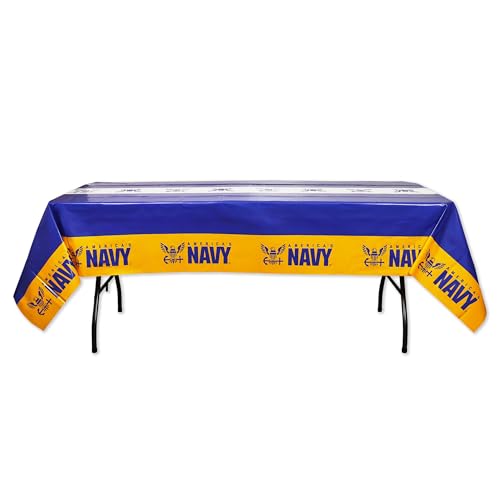U.S. Navy Premium Disposable Tablecloth - 9ft x 4.5ft Party Cover