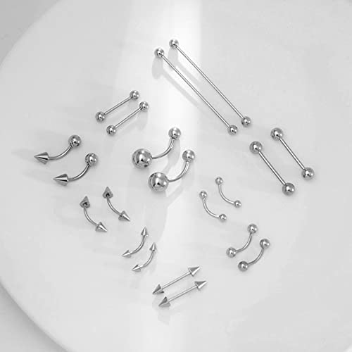 IPINK 14G-16G Rainbow Surgical Steel Body Piercing Kit