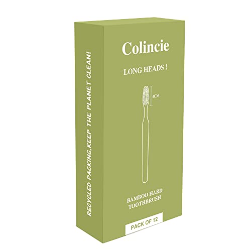 Colincie Extra Hard Bamboo Charcoal Toothbrush - Pack of 12