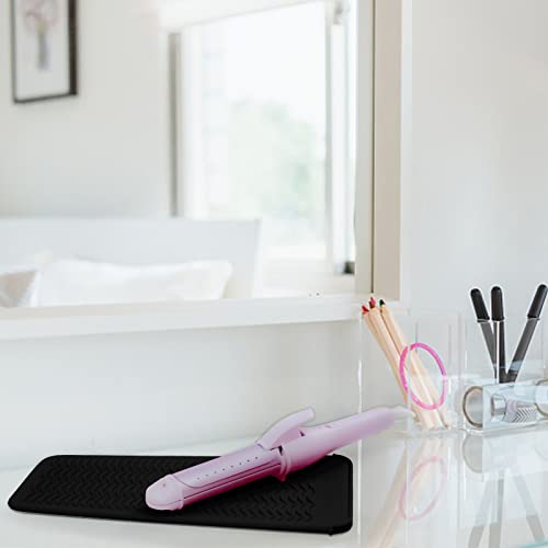 Heat Resistant Silicone Mat & Pouch for Hair Tools - Black
