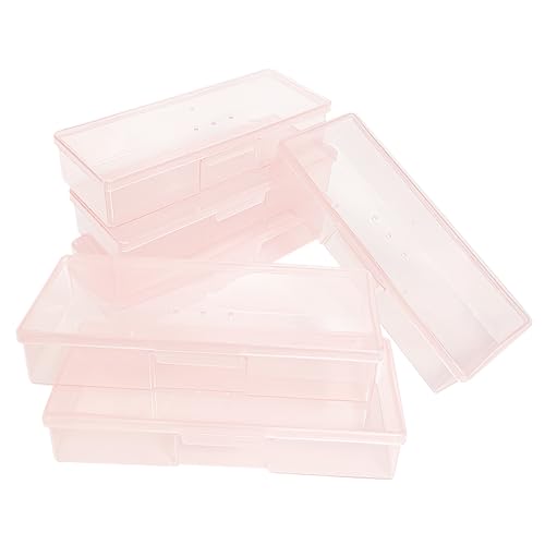 Hozziii 6-Pack Pink Nail Tech Storage Cases with Labels – Manicure Tool Organizer