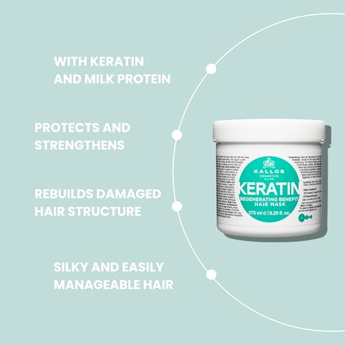 Kallos KJMN Keratin Hair Mask 9.29 Fl Oz - Deep Nourishing & Repairing for Damaged Hair (Pack of 1)