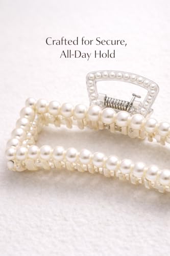 4-Piece Pearl Hair Claw Clip Set - Elegant Strong Hold for All Hair Types