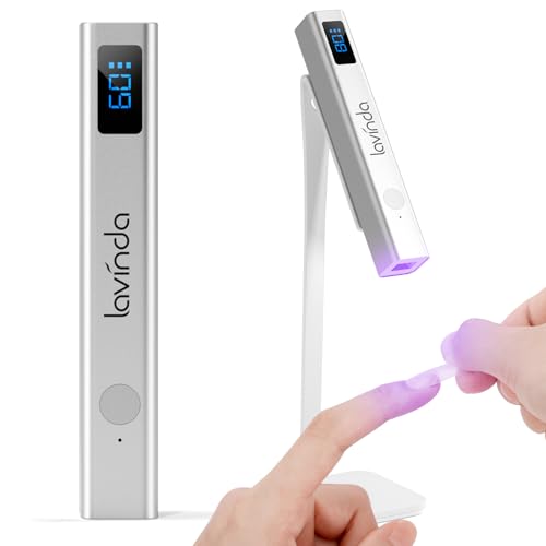 Lavinda Portable UV LED Nail Lamp for Gel Nails - Silver Cordless Mini Light