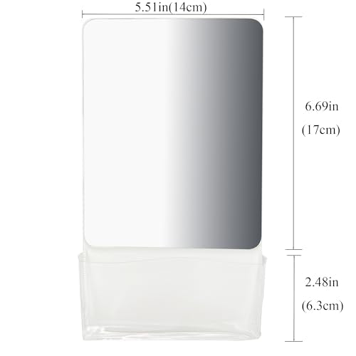 Magnetic Locker Mirror with Storage Pocket - 9.4" x 5.5" Real Glass