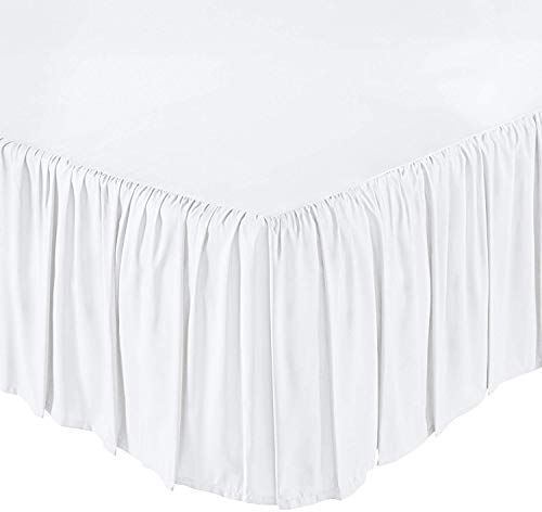 Ruffled Bed Skirt for Twin Beds - Ultra-Soft Microfiber, 10" Drop, White