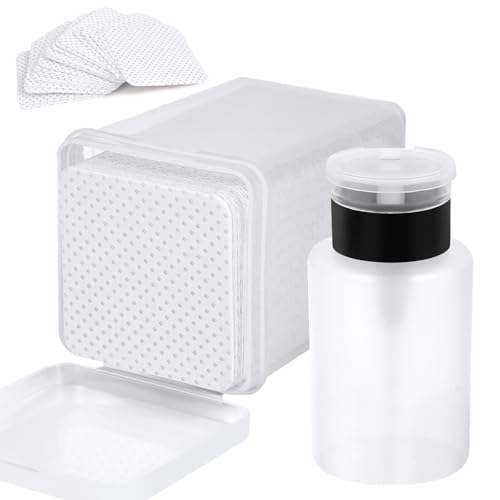 200 Non-Woven Nail Wipes with Pump Dispenser Bottle - Lint-Free & Super Absorbent