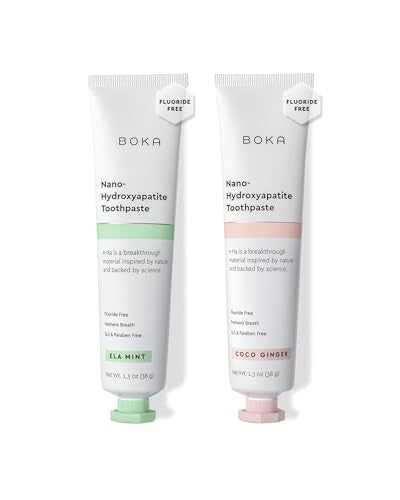 Boka Nano Hydroxyapatite Fluoride-Free Toothpaste Trial Pack (2.6 oz) – D. Ela Mint, Coco Ginger