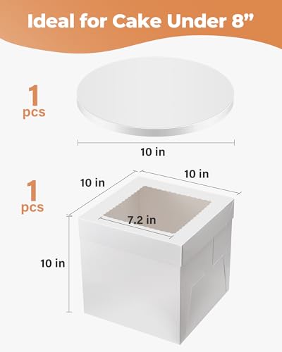 Kootek 10-Inch Cake Box with Board & Window - Ideal for Parties