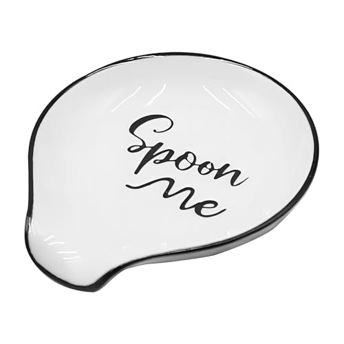 Ceramic Spoon Rest - White, 3.9x3.5 Inches, Dishwasher Safe