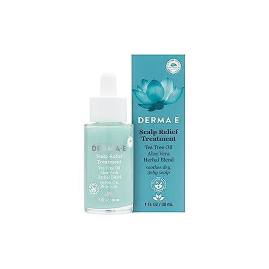 DERMA-E Scalp Relief Treatment ? Dry Scalp Moisturizer Serum ? Tea Tree Oil, Menthol and Aloe Vera Cool and Soothe Itchy Scalp and Promote Scalp Health, 1 Fl Oz