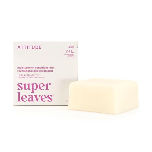 ATTITUDE Moisture Rich Conditioner Bar 3 Oz - Natural, Vegan, Shea & Cocoa Butter, for Ultra Dry & Damaged Hair, Coconut & Wild Berries Scent, Pack of 1