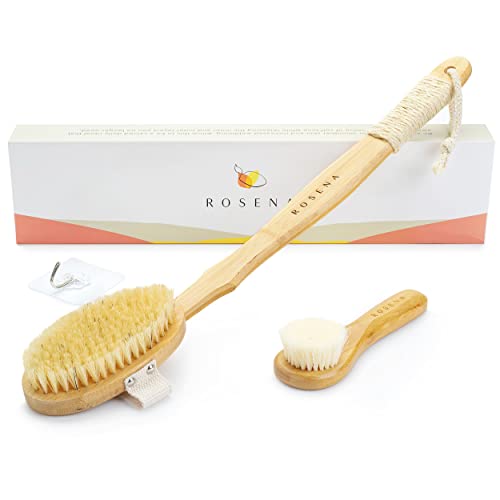Lymphatic Drainage Dry Brush Set - Body & Face Brushes with Natural Bristles