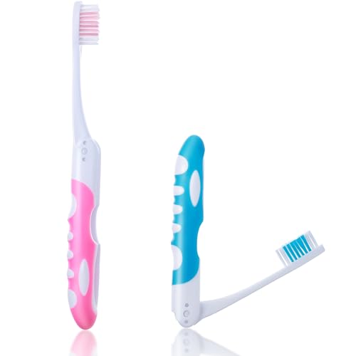 2-Pack Portable Folding Toothbrushes for Travel & Camping