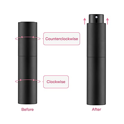 Tekson 4-Pack Black 10ml Refillable Travel Perfume Atomizers, Leakproof Spray Bottles