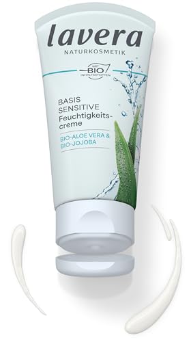 Lavera Basis Sensitive Aloe Vera Moisturizing Face Cream - Organic Vegan Skin Care, All Skin Types, 1.69 Fl Oz