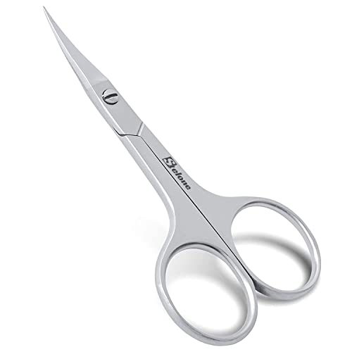 Multi-Purpose Eyebrow & Cuticle Scissors - Stainless Steel Curved Blade for Manicure & Facial Hair - Stelone