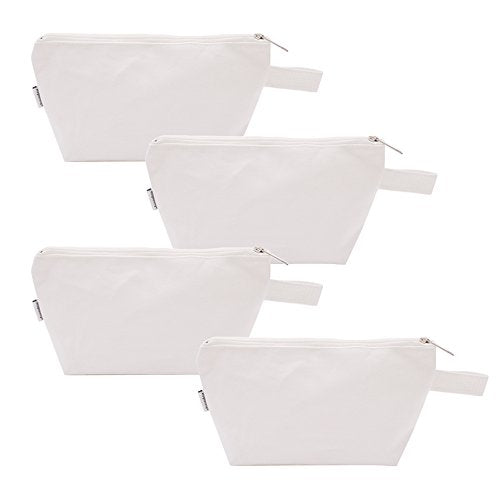 Augbunny Medium White 16oz Cotton Canvas Makeup Organizer Pouch 4-Pack