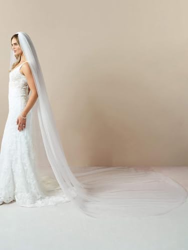 Ivory Cathedral Wedding Veil - 118" Long Bridal Veil for Women