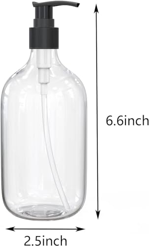 BallHull 10oz Clear Plastic Pump Bottles, Refillable Lotion Dispensers (6 Pack)