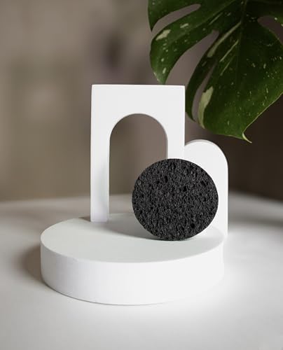 Natural Bamboo Charcoal Facial Cleansing Sponges 50-Count - Gentle Exfoliating & Makeup Remover