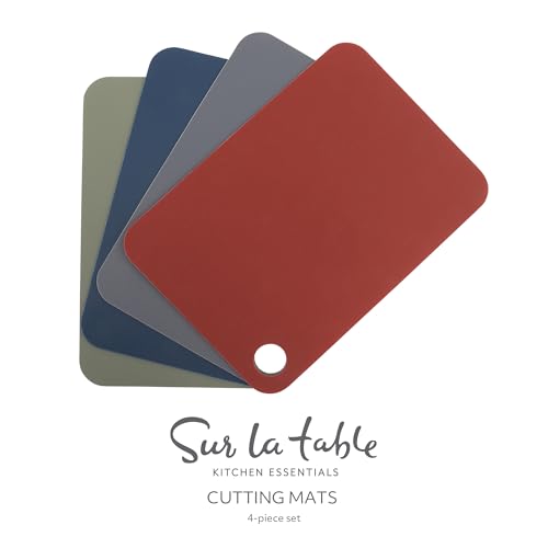 Sur La Table Crafty Carvery 4-Piece Cutting Mats Set - BPA-Free, Non-Slip, Dishwasher Safe, 11.75" x 8.25"