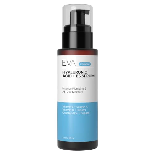 Eva Naturals Hyaluronic Acid + B5 & Vitamin C Face Serum 2 oz – Deep Hydrating & Anti-Aging
