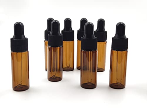 15-Pack 5ml Amber Glass Mini Dropper Bottles for Essential Oils