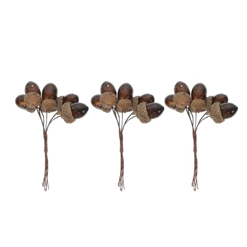 Abaodam 3pcs Realistic Artificial Acorn Picks for Fall Decor