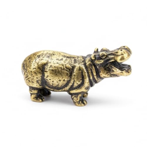 Handmade Brass Hippopotamus Figurine - Miniature Collectible Art