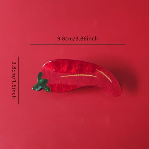 OMG Decor Red Pepper Hair Clips - Cellulose Acetate Small Claw Clips for Women, Pepper Variation